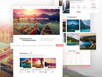 Travely- Landing Page clean design dribbble best shot dribble illustration landing page simple simple design template travel travel agency trip trip planner typography ui ux ui ux design ui concept web website