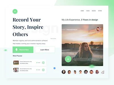 Podcast Web clean design app desktop design education green homepage inspiration jony vino landing page podcast podcast app ui concept
