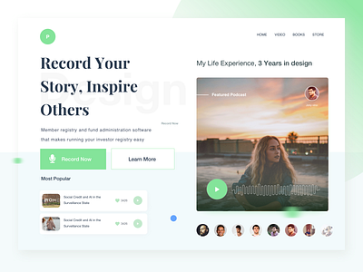 Podcast Web clean design app desktop design education green homepage inspiration jony vino landing page podcast podcast app ui concept