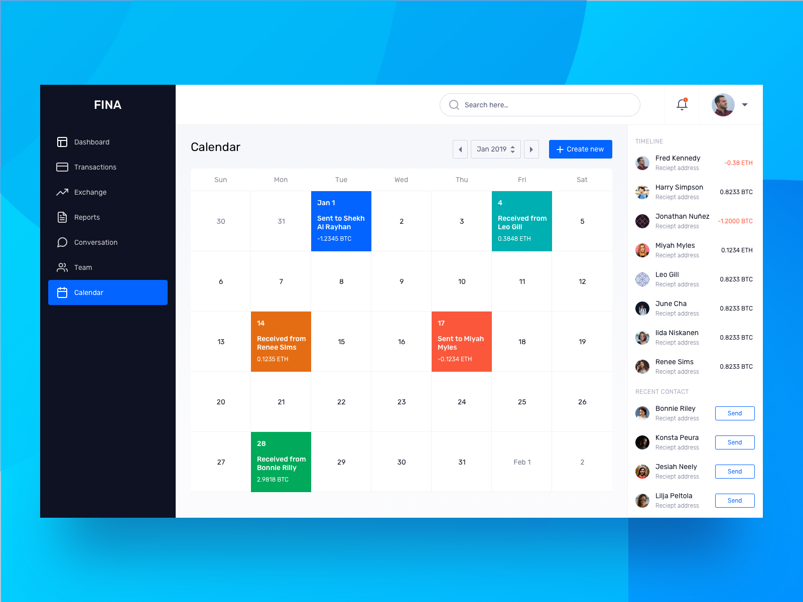 Calendar - Finance Dashboard UI Kit by Ofspace UX/UI on Dribbble