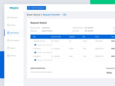 Buyer Request Detail application design apps design buyer dashboard design dribbble best shot flat desgin procurement webapps