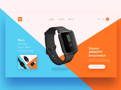 Watch Concept - UI design ecommerce inspiration interaction landing page minimalist ui ui ux ui ux design ui ux designer ux watch web web design xiaomi