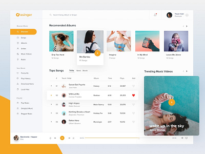 Music Desktop Player clean desktop desktop app discover fluent fluent design live minimal music streaming ui ux video youtube