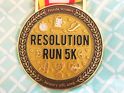 Gold! 5k award gold medal medallion race running winning