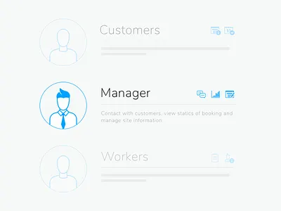 Roles of users WIP blue branding clean corporate data design digital glyph icon illustration manager modern presentation structured ui user vector web