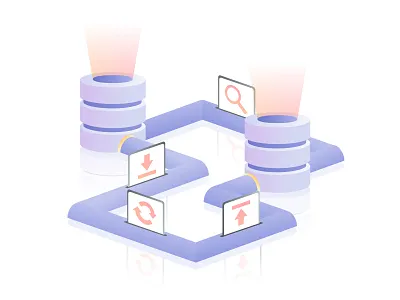 Data Pipeline data database design gradient illustration isometric ui vector web