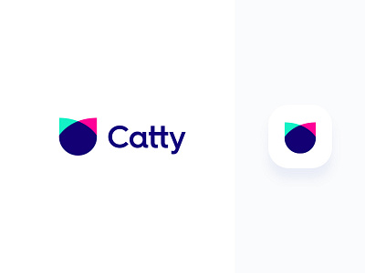 Catty Party Logo & App Icon / Cat application app ui ux brand branding identity designs cat animal pet animals graphic design colors colorful logo designer 2019 logo icon symbol type wordmark typography