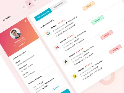 Hiring Platform_ Dashboard Profile UI amazon buttons colors dashboad flipkart google hire me hiring job myntra popular profile recruiting recruitment trending ui concept uiuxdesign uxdesign vector webdesign