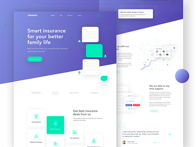 Insurance Landing Page 2019 agency cool design creative design gradient icon insurance insurance landing page landing page minimal mockup out of the box prelook team typography ui ux webdesign website