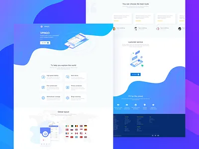 VPN Website Design app blue clean ui web