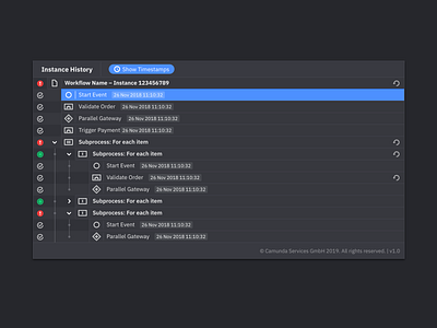 Instance History Tree – Dark Theme app icon list ui