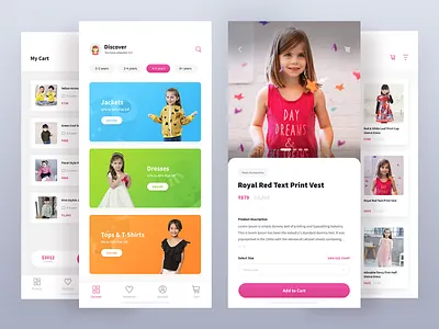 Hopscotch - Mobile App Redesign agileinfoways app babies clothes dress ecommerce ios jackets kids shopping cart tops toys uiux design