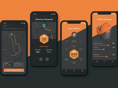 VibrisPro > Smart bike gloves app branding datavisualization map ui mobile app user interface wearable tech wearables