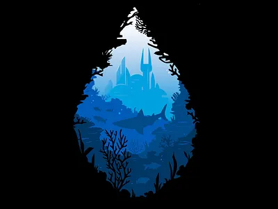 Atlantis aquaman atlantis coral reef graphic art graphic design illustration art illustrator kingdom nature nature art ocean ocean graphic sea shark under the sea water