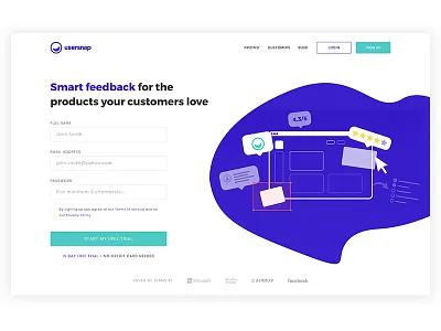 Usersnap Landing Page hero illustration landing page ui ux web
