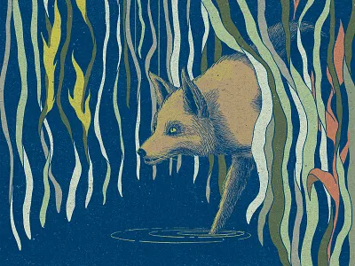 3/3 Fox Bears Witness digital 2d digital illustration fantasy fire floral flowers fox illustration illustration art installation nature triptych