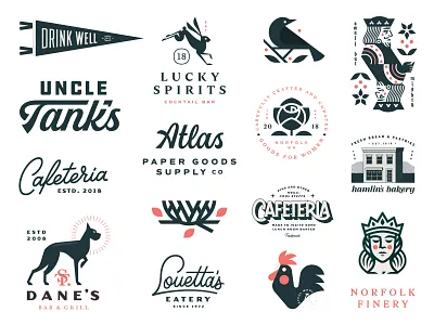 Some Stuff: 2018 bakery bird dog flower illustration king lettering logo logotype nest pennant queen rabbit rooster rose