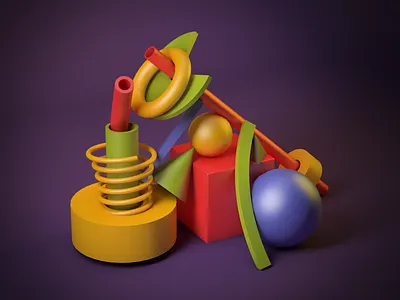 3D Geometric Scene 3d 3d art art cinema 4d colors game scene still life