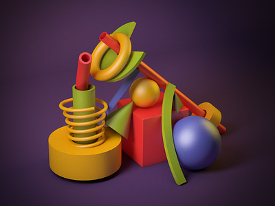 3D Geometric Scene 3d 3d art art cinema 4d colors game scene still life