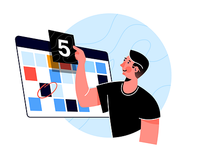 Calendar affinity designer character clean illustration man simple vector webpage