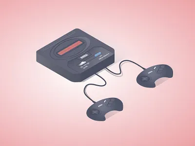 Sega Mega game illutration isometric retro sega genesis vintage
