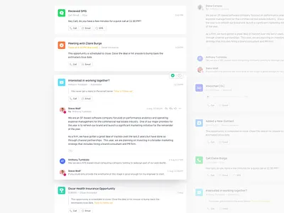 Catch Up / Inbox activity call cards catch up crm dashboard deal email feed inbox opportunity timeline voicemail