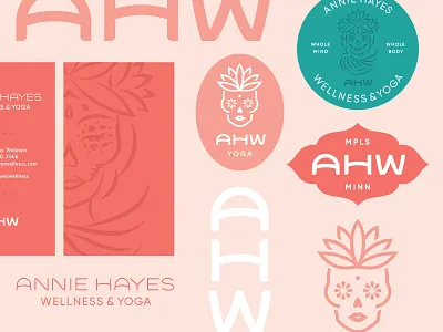 Annie Hayes Wellness brand female identity logotype monogram sugar skull yoga