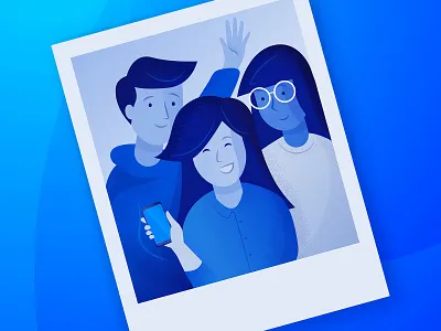 so-sure - Character Illustration blue branding character connect friends illustration insurance london mobile insurance people photo polaroid start up texture vector