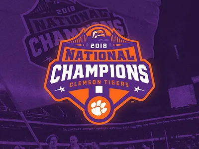 2018 Clemson National Champions clemson college college football commemorative logo football golden gate bridge identity illustration logo san francisco sports logo tiger paw tigers vector