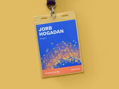 Interaction19 Attendee Badges algorithmic attendee badge branding card conference generative geometric identity lanyard mockup p5.js processing student ticket