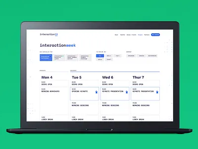 Interaction19 Website Calendar branding calendar conference desktop identity mockup student ui ux website
