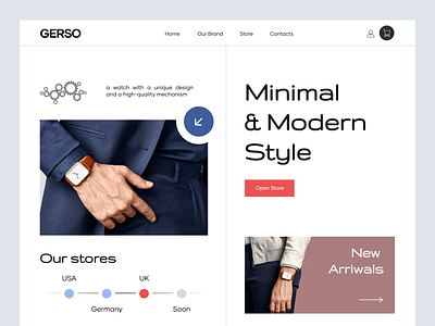Gerso - Brand Watch Online Store cleandesign e-commerce ecommerce minimalwebdesign online store onlinestore shop ui uiux watch watch website watches watchesstore watchstore web webdesign website
