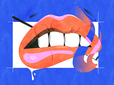 Flaming lips | 烈焰红唇 chinese chineseidiom design flame flat fourchars hiwow idiom illustration lips vector