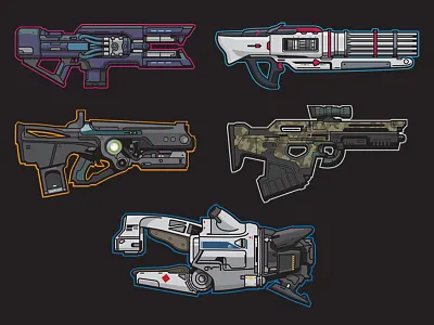 Destiny 2 Guns destiny destiny 2 flat design guns rifles vector art video game weapons