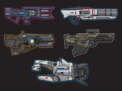 Destiny 2 Guns destiny destiny 2 flat design guns rifles vector art video game weapons