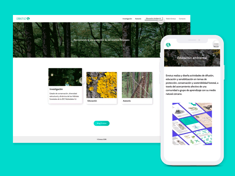 Errotuz responsive website app branding clean coding css design flat forestry hover html interaction mobile product design responsive ui usability ux web website