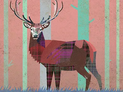 Winter Coat deer design forest illustration scotland simon frouws stag tree woods