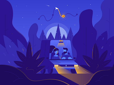 Trunow - Illustration for Mobile App app car illustration light map navigation night petrol point search station way
