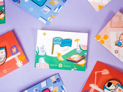 help scout pins — 03 all together now! branding cat character cute dog enamel pins flag help scout pin swag