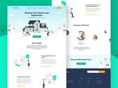 TAYGO Web Landing advisor character clean financial flat home illustrations landing lender loan network ui ux vector web website