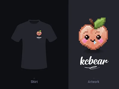 Peach Shirt 8bit cursive kcbear peach shirt text