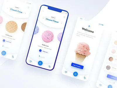 Ice Cream Generator App🍦 (Automated Hack #21) 2019 app application branding button card design flat food generate ice cream icon ios menu mobile movie navigation ui ux vector