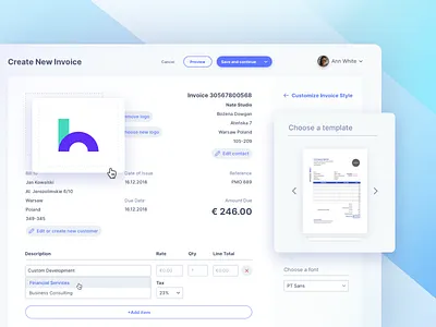 New Invoice InNinja business clean design uidesign ux vector