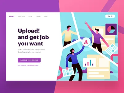Civali Header business cv data design header illustration job landing onboarding resume ui vector web website