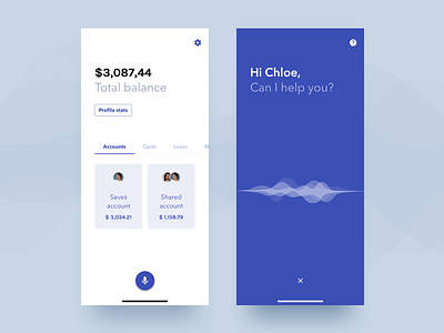 VoiceBanking App - Concept account app assistant bank bot clean concept design finance minimal mobile app search ui voice waves