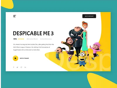 Daily UI#09 - Movie Social media post design despicableme3 movie redesign socialmediapost ui design ux watch