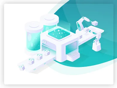 Isometric Factory conveyor belt design factory gradient icons illustration illustrator isometric isometric illustration splash page ui vector