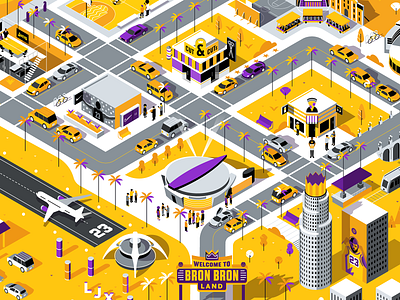 ESPN: Bron Bron Land Map basketball color down the street down the street designs dts dts designs espn illustration illustrator isometric lakers lebron james map sports
