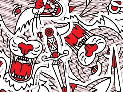 Sticker Pack Edition 1 design halftone illustration monoline pop art red sticker sticker pack sticker set vector