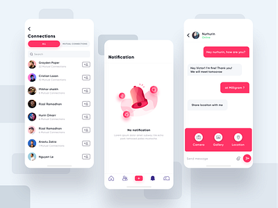 Connections & Chat screens 404 app chat design empty states friends gradient icon illustration illustrator inspiration inspirations iphone android mobile page social ui ui designer user interface ux